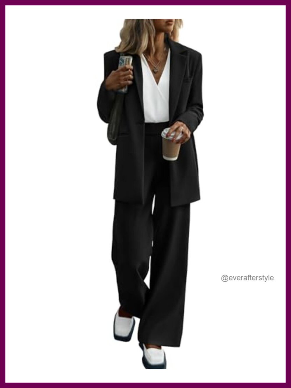Women's 2 Piece Pantsuit Business Set Wide Leg Blazer Suit